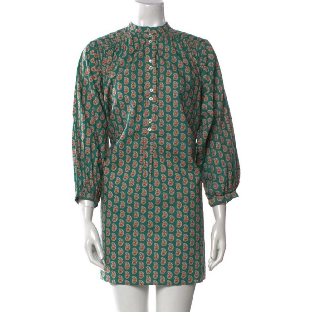 DÔEN Green Paisley Shift Dress XXS
